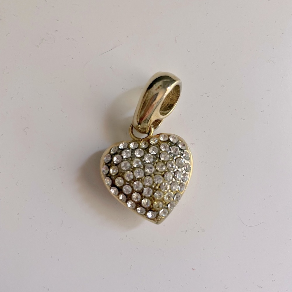 Gold-tone and rhinestone heart pendant-costume